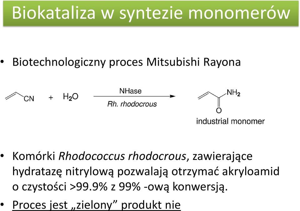 zawierające hydratazę nitrylową pozwalają otrzymać