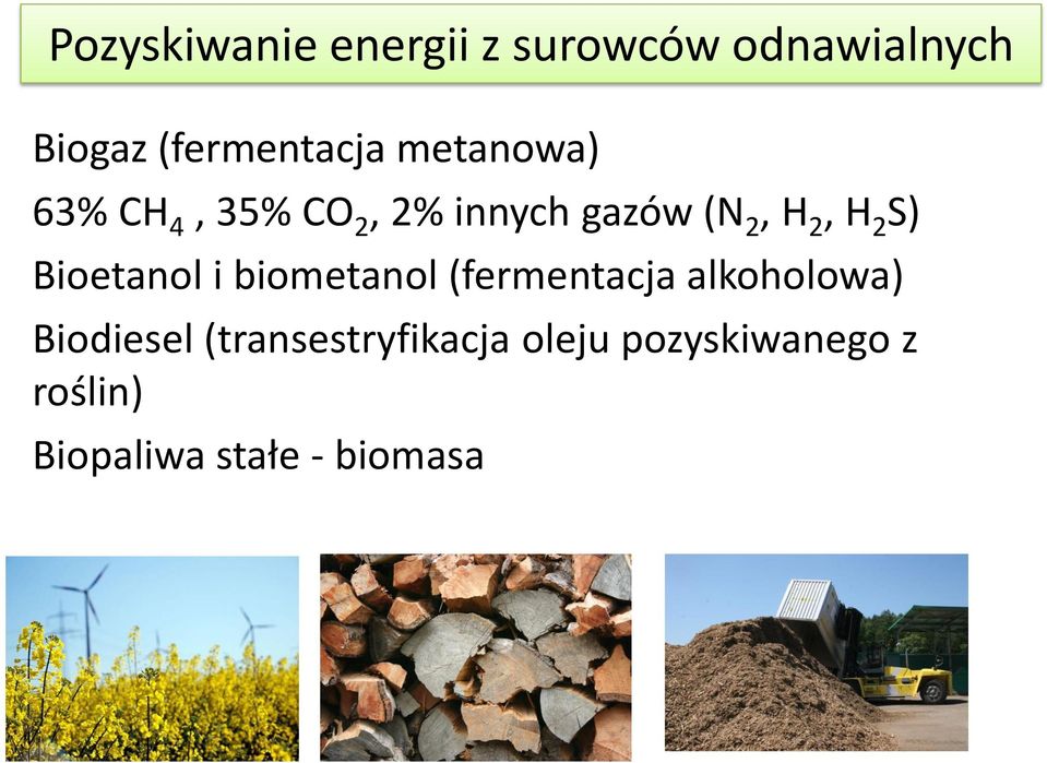 Bioetanol i biometanol (fermentacja alkoholowa) Biodiesel