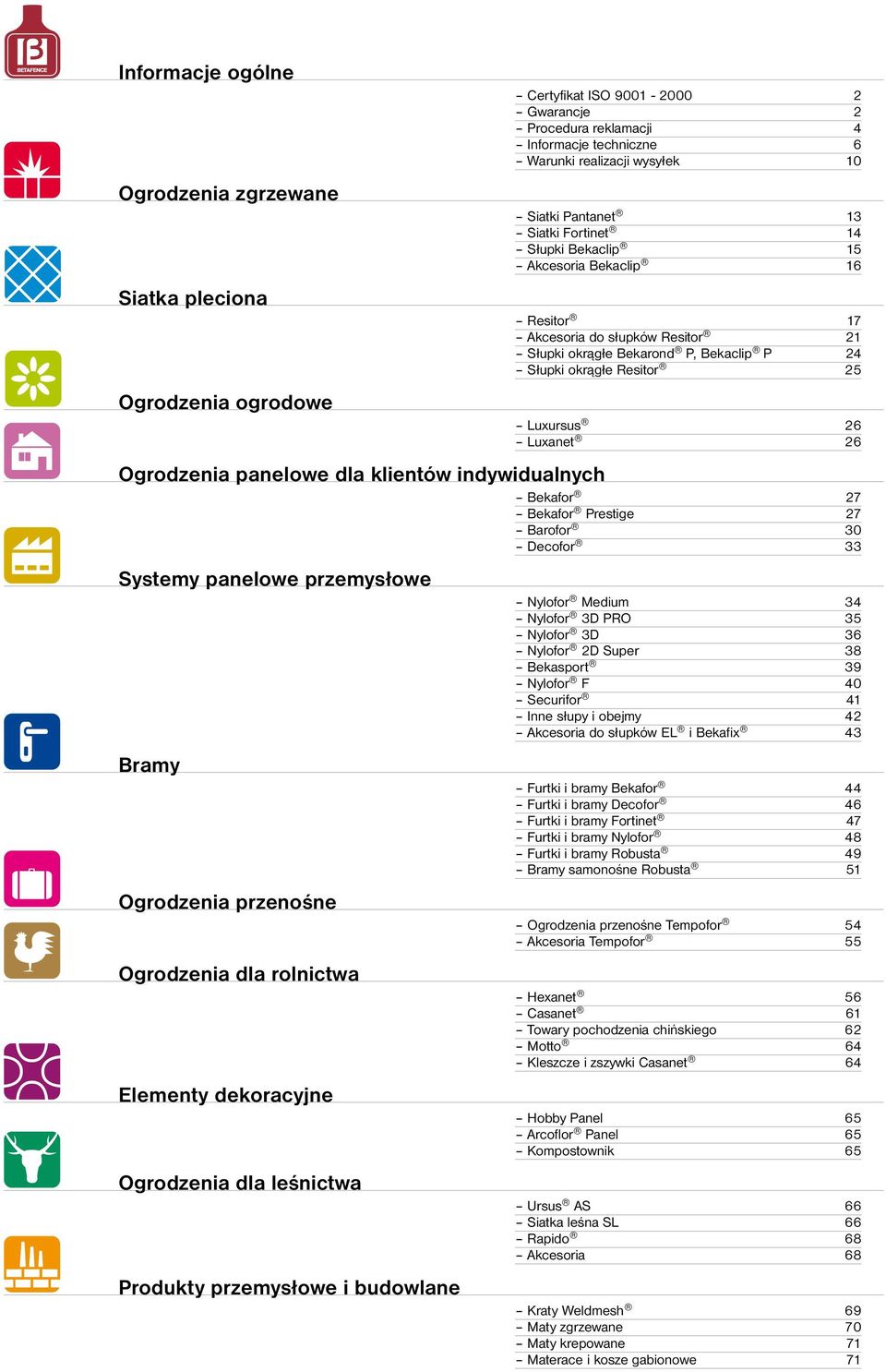 Luxanet 26 Ogrodzenia panelowe dla klientów indywidualnych Bekafor 27 Bekafor Prestige 27 Barofor 30 Decofor 33 Systemy panelowe przemysłowe Bramy Ogrodzenia przenośne Ogrodzenia dla rolnictwa