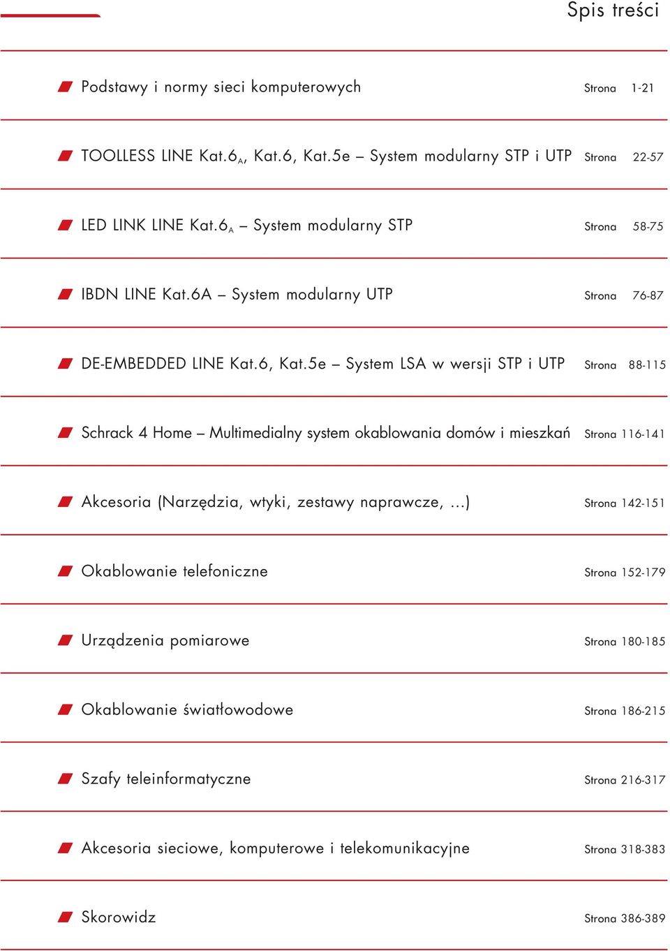 5e System LSA w wersji STP i UTP 88-115 w Schrack 4 Home Multimedialny system okablowania domów i mieszkań 116-141 w Akcesoria (Narzędzia, wtyki, zestawy