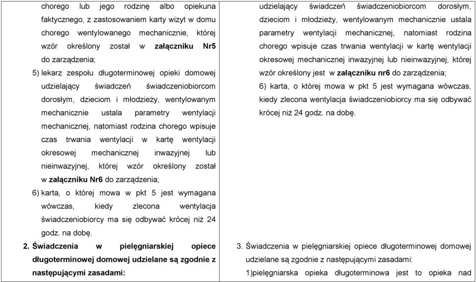 chorego wpisuje czas trwania wentylacji w kartę wentylacji okresowej mechanicznej inwazyjnej lub nieinwazyjnej, której wzór określony został w załączniku Nr6 do zarządzenia; 6) karta, o której mowa w