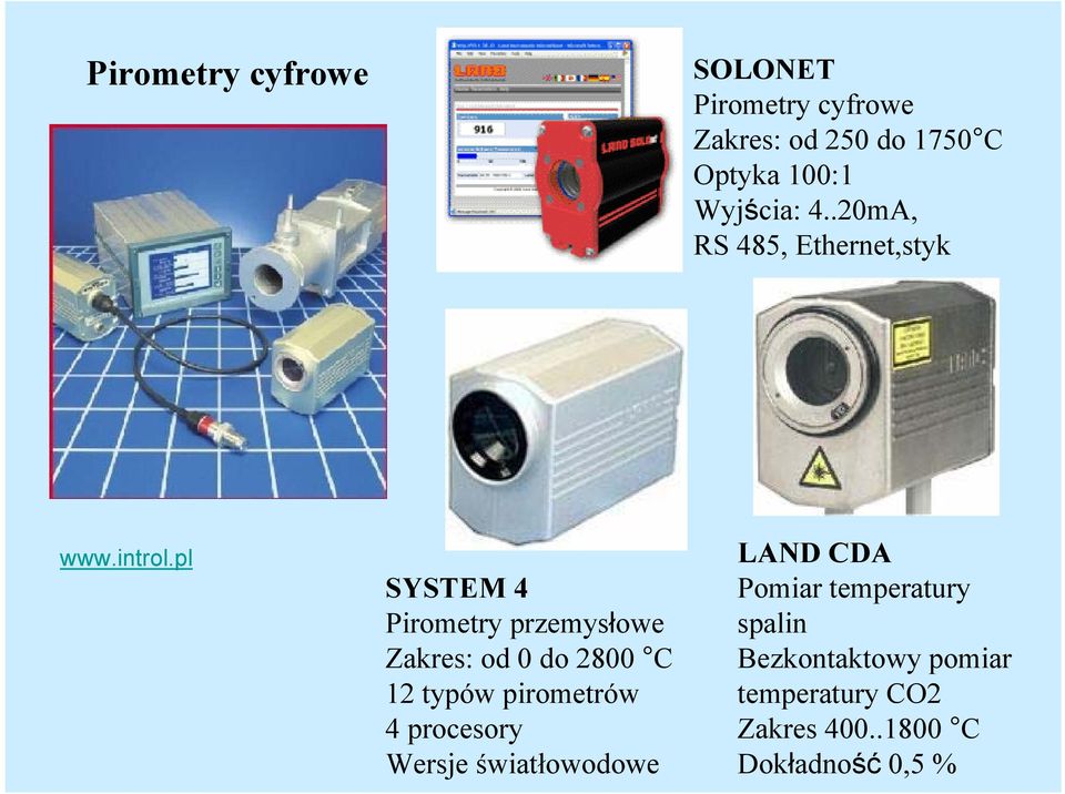 pl SYSTEM 4 Pirometry przemysłowe Zakres: od 0 do 2800 C 12 typów pirometrów 4