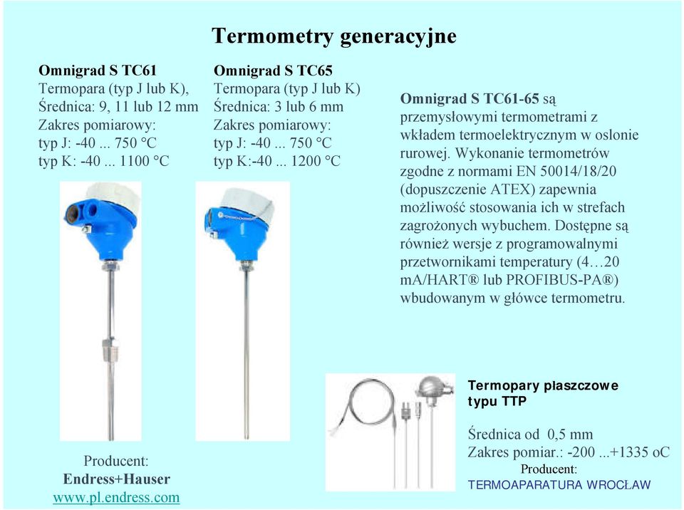 .. 1200 C Omnigrad S TC61-65 są przemysłowymi termometrami z wkładem termoelektrycznym w oslonie rurowej.