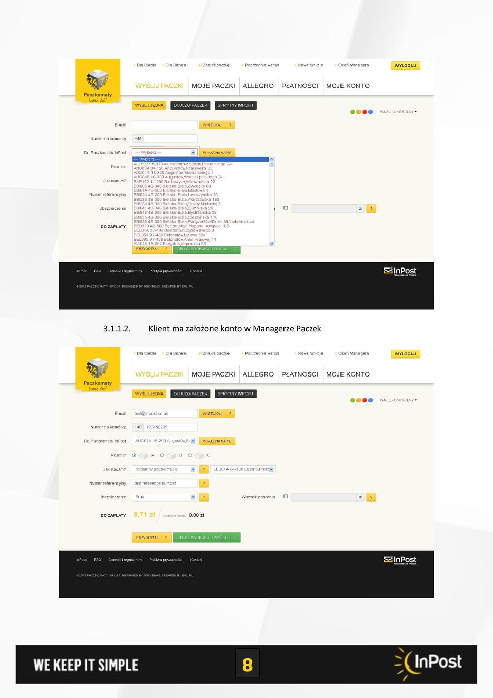 1. Manager Paczek - informacje ogólne 2. Doładowanie konta w Managerze  Paczek w zakładce Moje konto 2.1. Okno potwierdzenia płatności PDF Free  Download