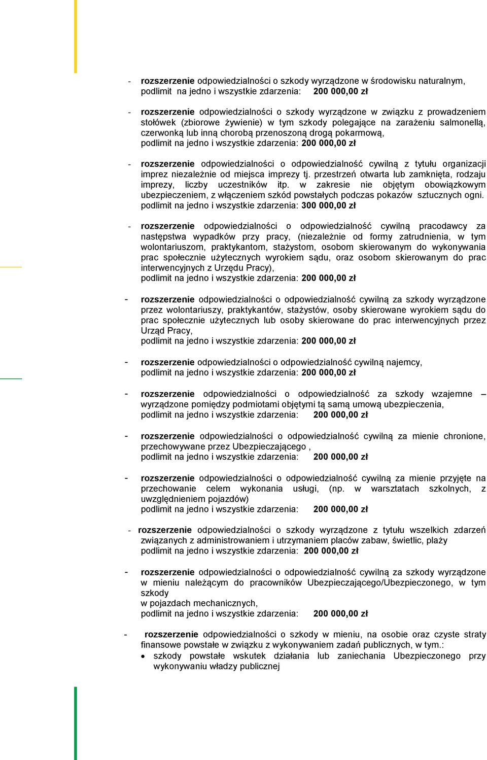miejsca imprezy tj. przestrzeń otwarta lub zamknięta, rodzaju imprezy, liczby uczestników itp.