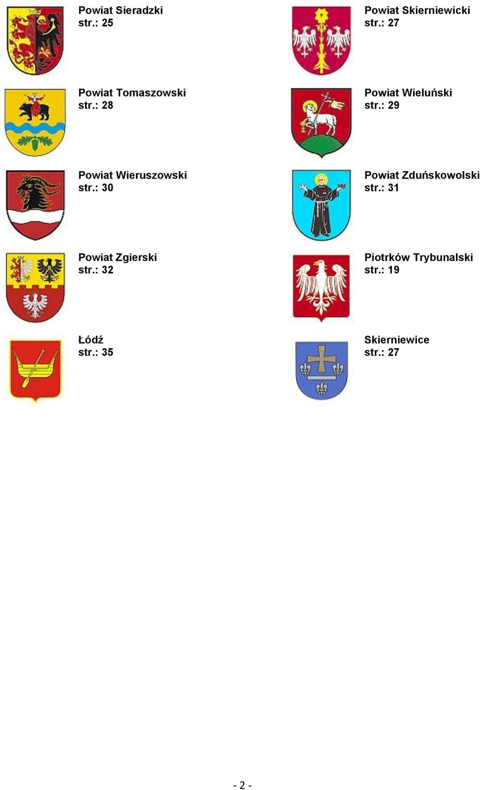 : 29 Powiat Wieruszowski str.: 30 Powiat Zduńskowolski str.