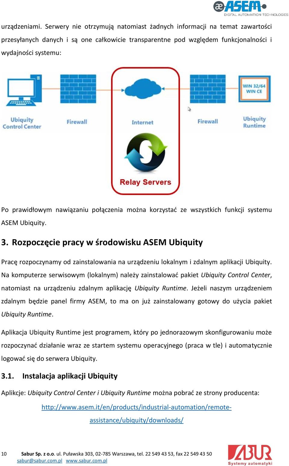 nawiązaniu połączenia można korzystać ze wszystkich funkcji systemu ASEM Ubiquity. 3.
