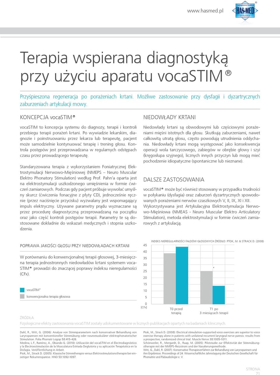 Po wywiadzie lekarskim, diagnozie i poinstruowaniu przez lekarza lub terapeutę, pacjent może samodzielnie kontynuować terapię i trening głosu.