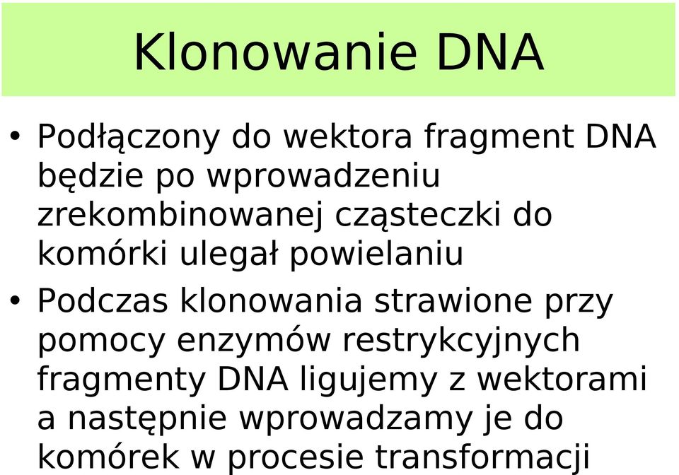 klonowania strawione przy pomocy enzymów restrykcyjnych fragmenty DNA