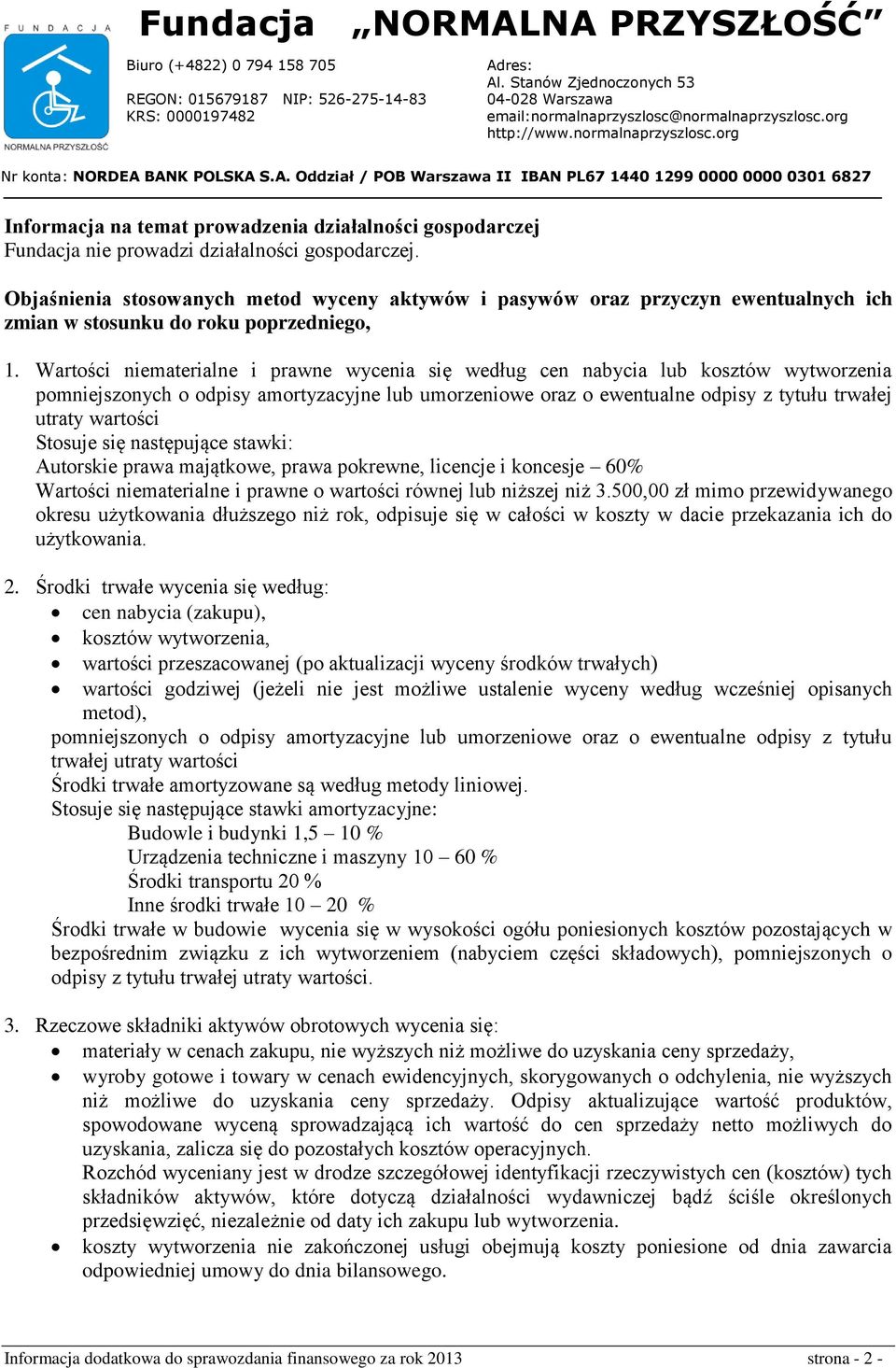 Wartości niematerialne i prawne wycenia się według cen nabycia lub kosztów wytworzenia pomniejszonych o odpisy amortyzacyjne lub umorzeniowe oraz o ewentualne odpisy z tytułu trwałej utraty wartości