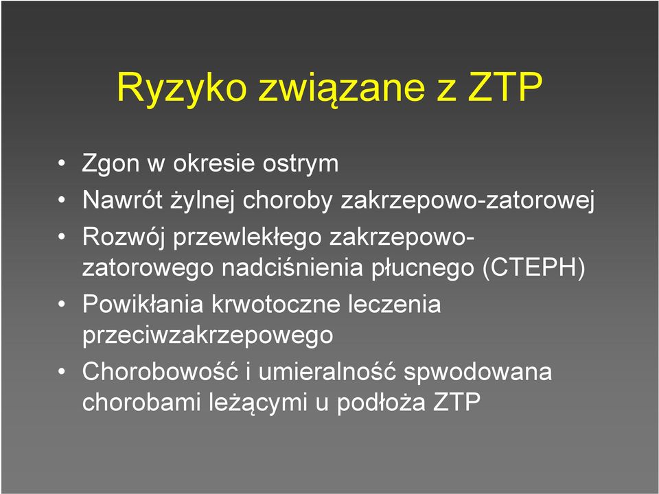 nadciśnienia płucnego (CTEPH) Powikłania krwotoczne leczenia