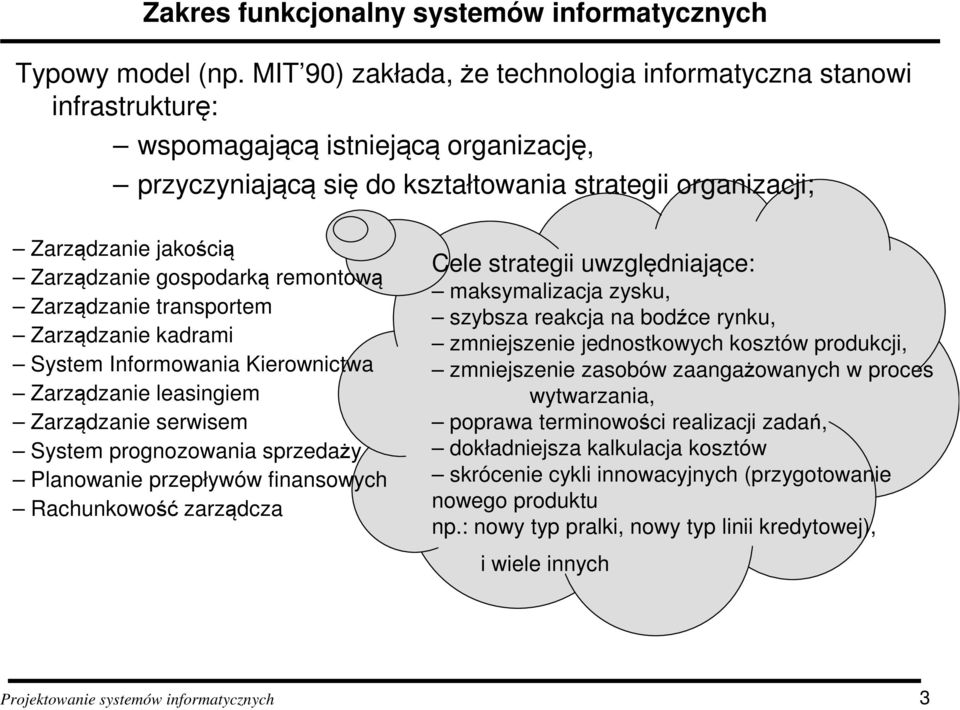 gospodarką remontową Zarządzanie transportem Zarządzanie kadrami System Informowania Kierownictwa Zarządzanie leasingiem Zarządzanie serwisem System prognozowania sprzedaży Planowanie przepływów