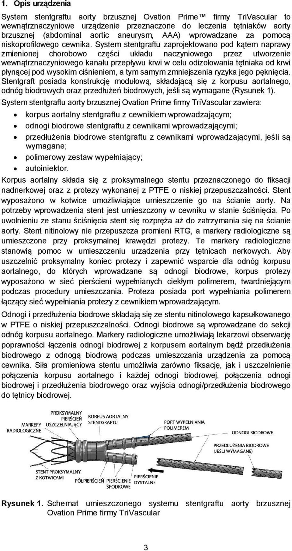 System stentgraftu zaprojektowano pod kątem naprawy zmienionej chorobowo części układu naczyniowego przez utworzenie wewnątrznaczyniowego kanału przepływu krwi w celu odizolowania tętniaka od krwi