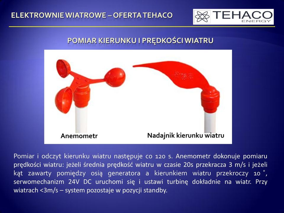 3 m/s i jeżeli kąt zawarty pomiędzy osią generatora a kierunkiem wiatru przekroczy 10,