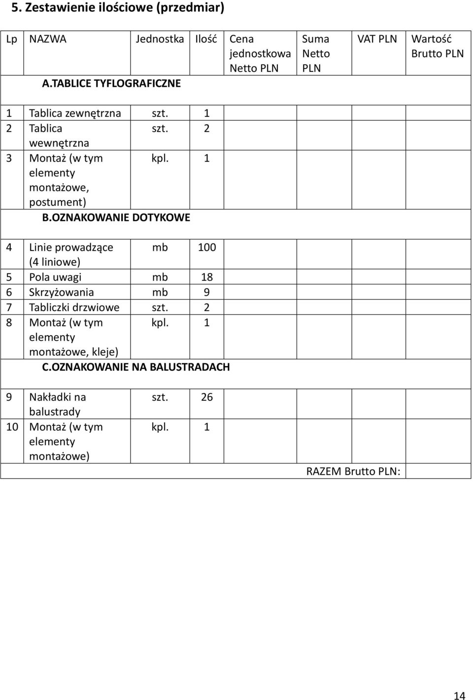 1 elementy montażowe, postument) B.