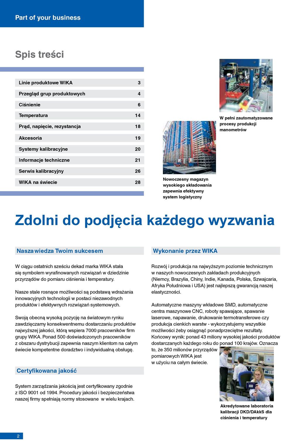 każdego wyzwania Nasza wiedza Twoim sukcesem Wykonanie przez WIKA W ciągu ostatnich sześciu dekad marka WIKA stała się symbolem wyrafinowanych rozwiązań w dziedzinie przyrządów do pomiaru ciśnienia i
