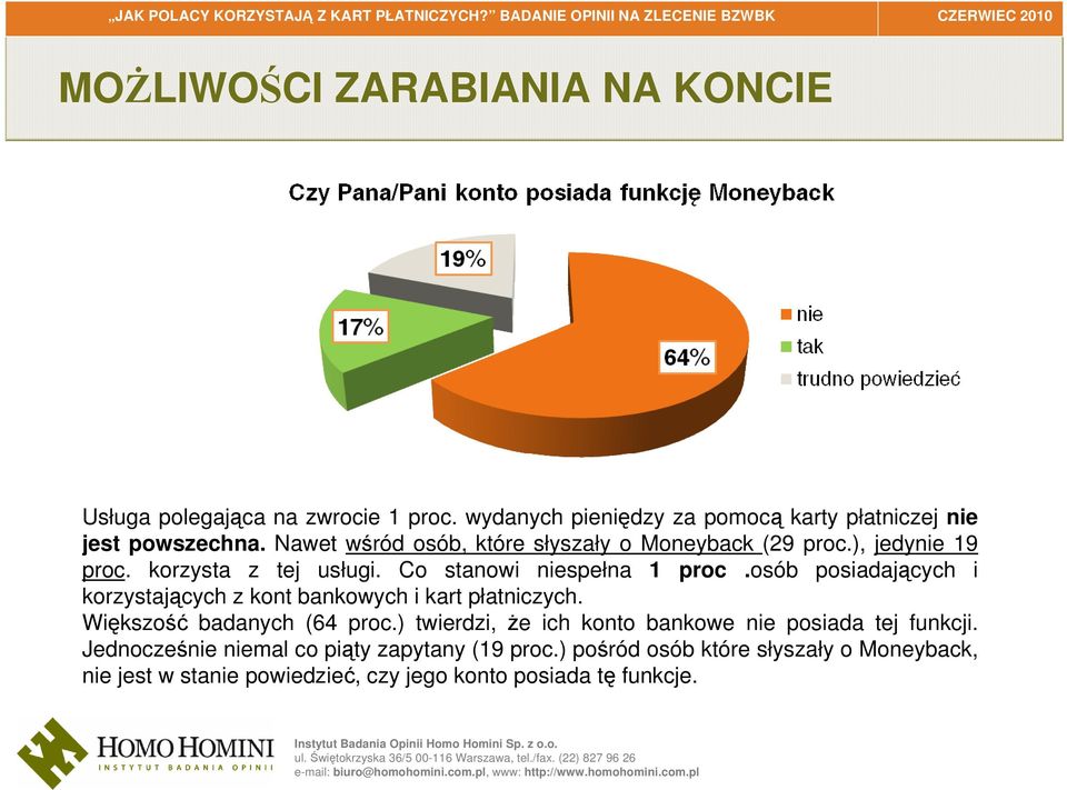 osób posiadających i korzystających z kont bankowych i kart płatniczych. Większość badanych (64 proc.