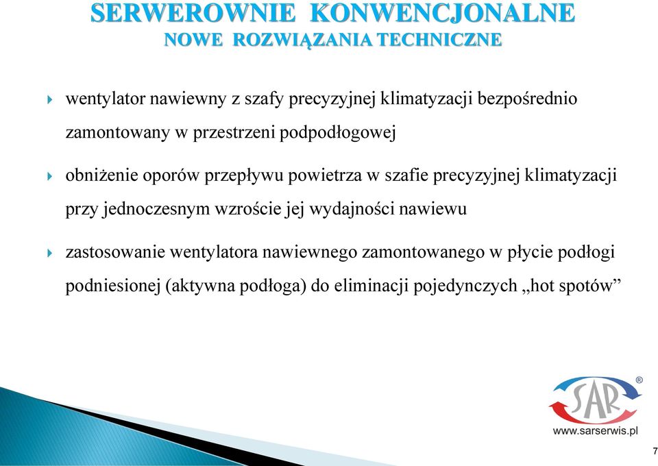 szafie precyzyjnej klimatyzacji przy jednoczesnym wzroście jej wydajności nawiewu zastosowanie
