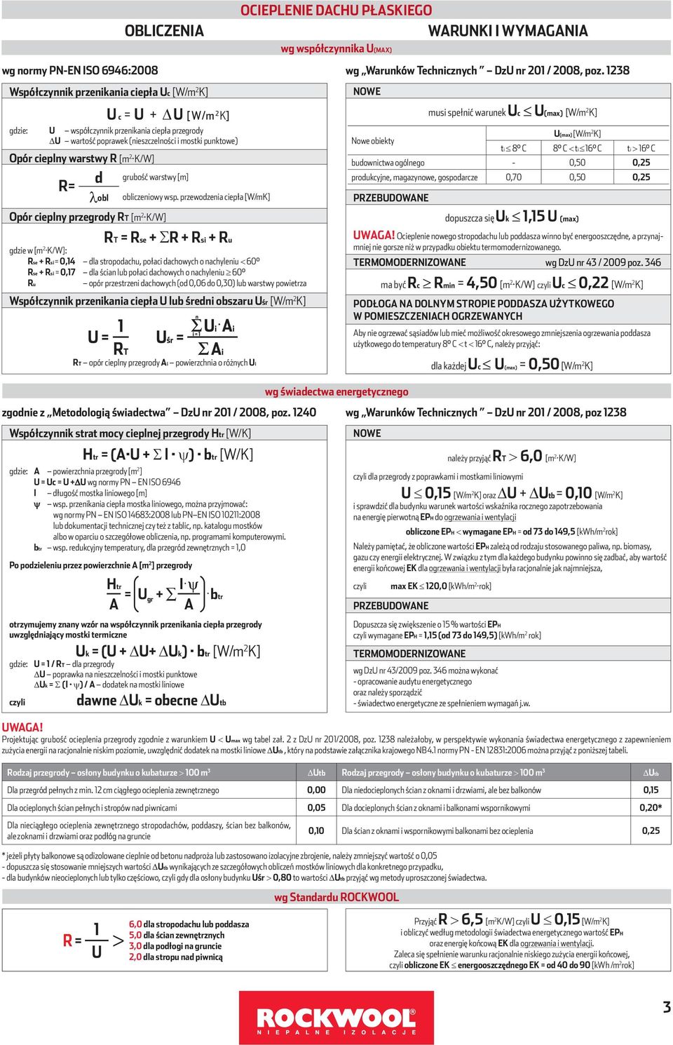 przewodzenia ciepła [W/mK] RT = Rse + R + Rsi + Ru Rse + Rsi = 0,14 dla stropodachu, połaci dachowych o nachyleniu 60 Rse + Rsi = 0,17 dla ścian lub połaci dachowych o nachyleniu 60 Ru opór