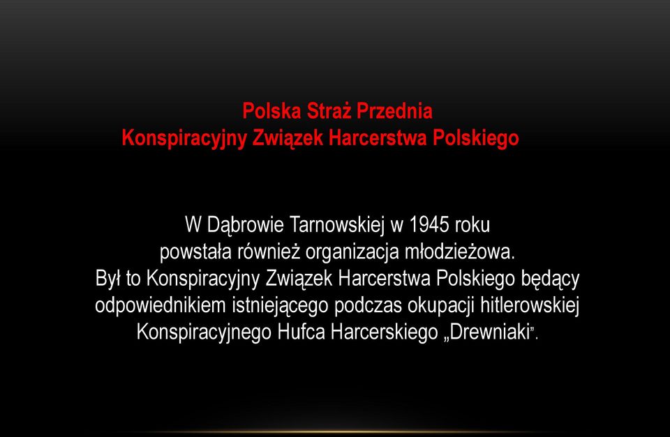 Był to Konspiracyjny Związek Harcerstwa Polskiego będący odpowiednikiem