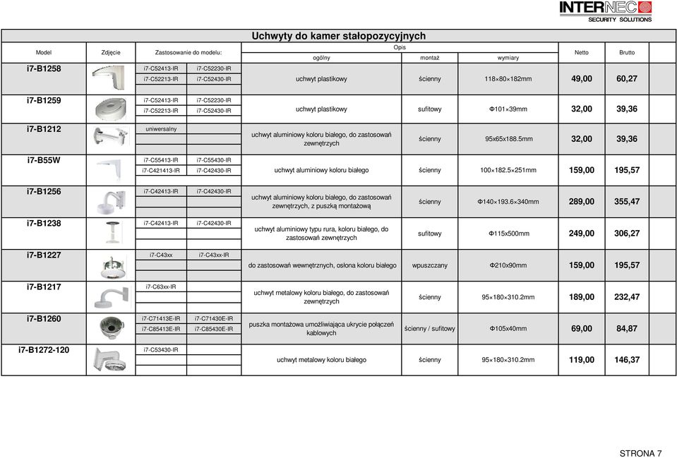 5mm 32,00 39,36 i7b55w i7c55413ir i7c55430ir i7c421413ir i7c42430ir uchwyt aluminiowy koloru białego ścienny 100 182.