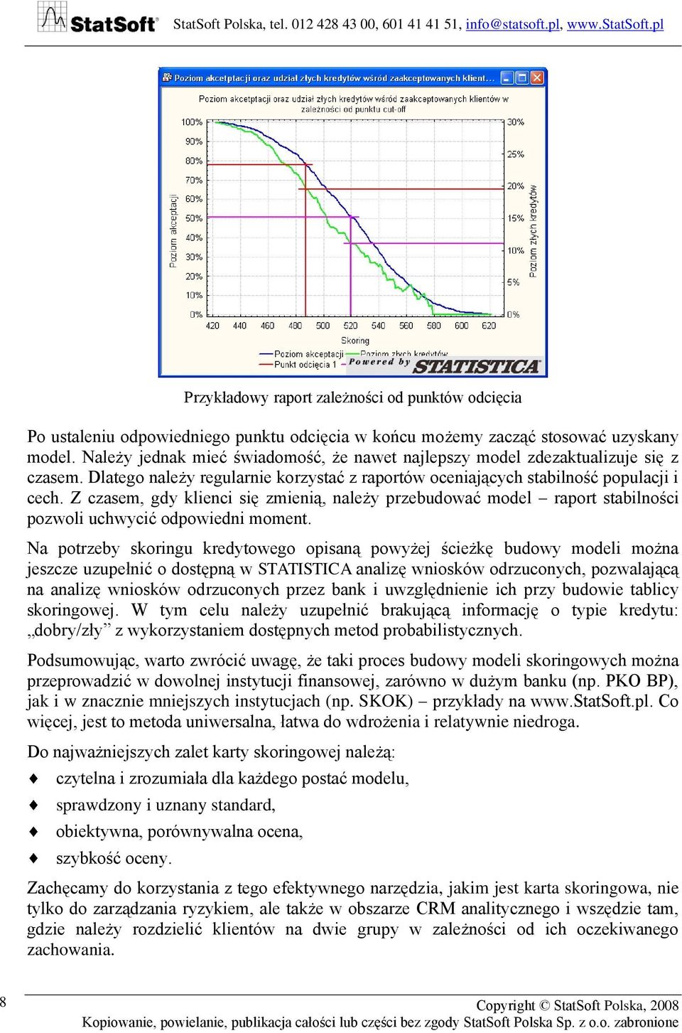 Z czasem, gdy klienci się zmienią, należy przebudować model raport stabilności pozwoli uchwycić odpowiedni moment.