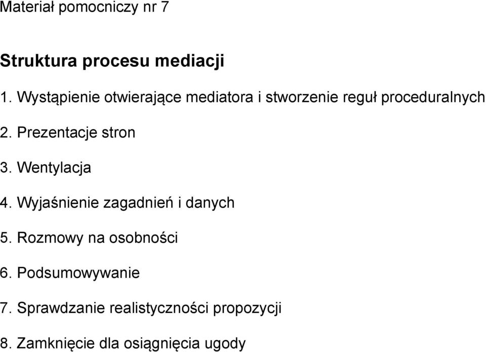 Prezentacje stron 3. Wentylacja 4. Wyjaśnienie zagadnień i danych 5.