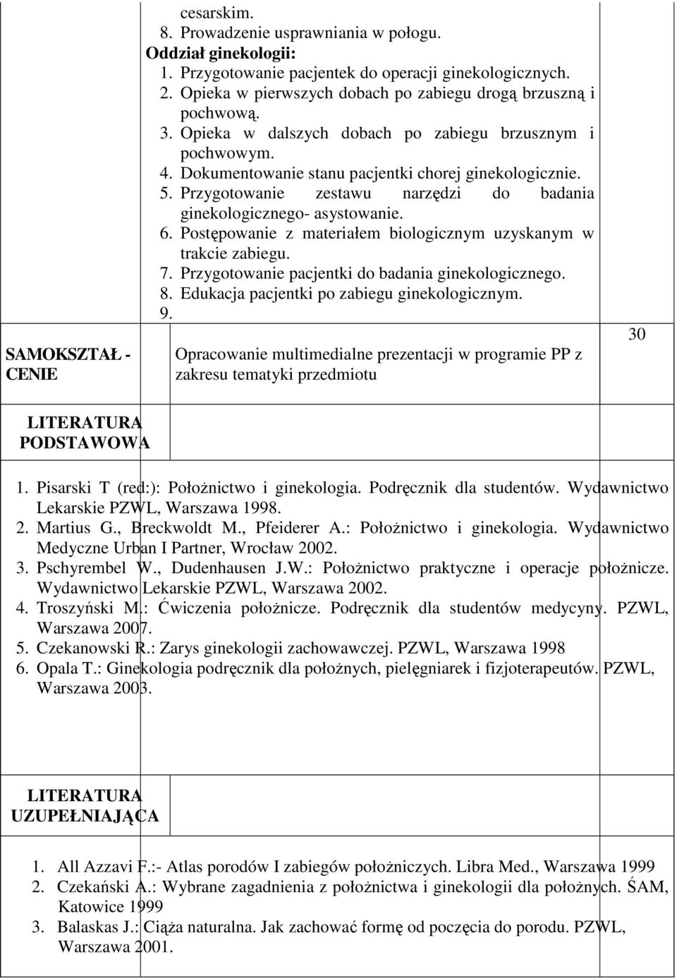 Przygotowanie zestawu narzędzi do badania ginekologicznego- asystowanie. 6. Postępowanie z materiałem biologicznym uzyskanym w trakcie zabiegu. 7. Przygotowanie pacjentki do badania ginekologicznego.