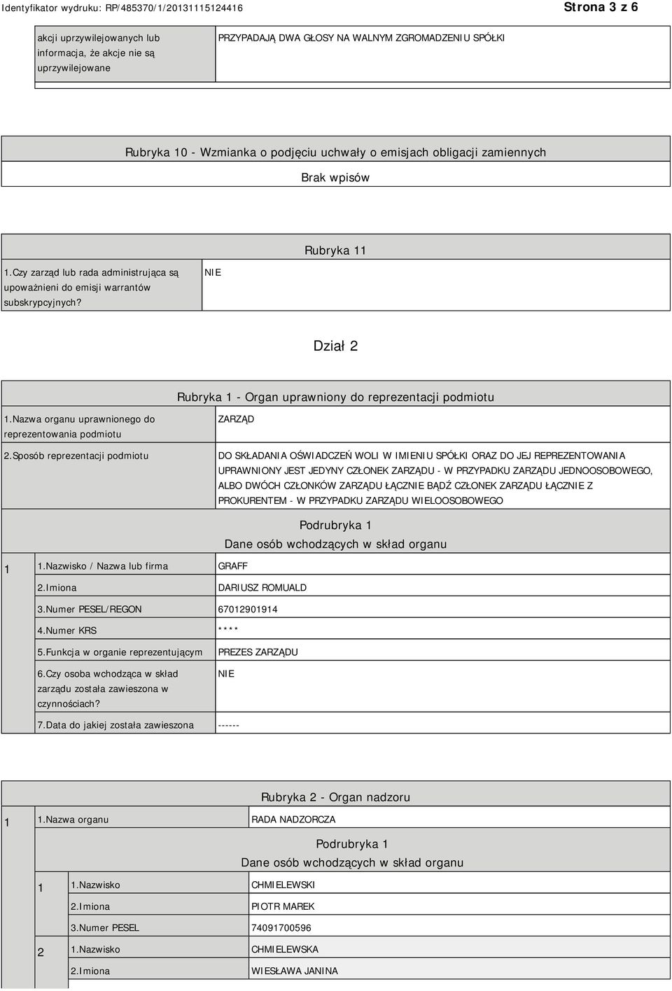 Nazwa organu uprawnionego do reprezentowania podmiotu 2.