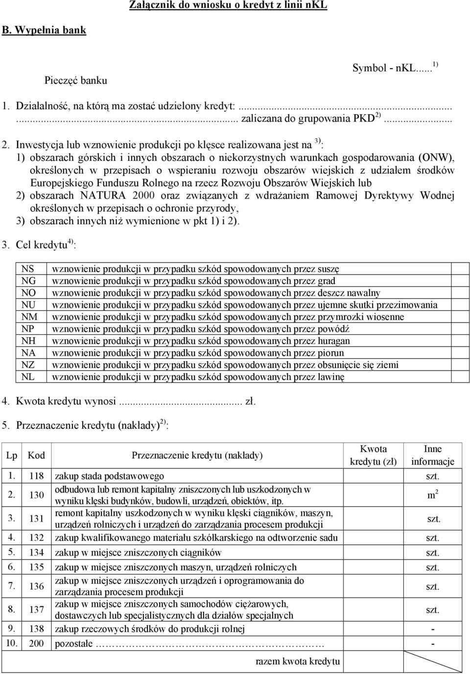 Inwestycja lub wznowienie produkcji po klęsce realizowana jest na 3) : 1) obszarach górskich i innych obszarach o niekorzystnych warunkach gospodarowania (ONW), określonych w przepisach o wspieraniu