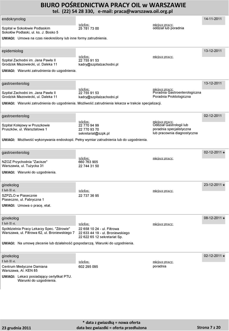 pl Możliwość wykonywania endoskopii. Pełny wymiar zatrudnienia lub do uzgodnienia.