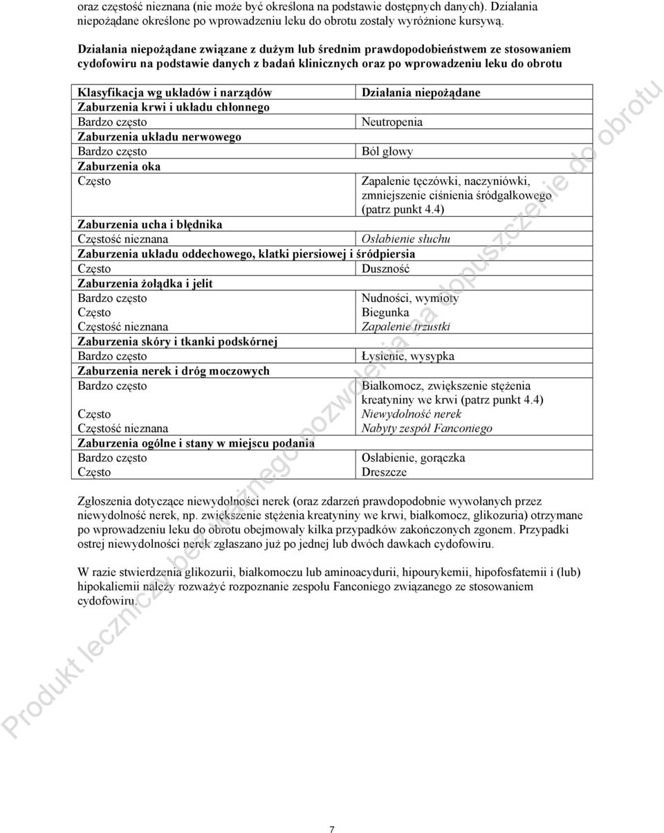 narządów Działania niepożądane Zaburzenia krwi i układu chłonnego Bardzo często Neutropenia Zaburzenia układu nerwowego Bardzo często Ból głowy Zaburzenia oka Często Zapalenie tęczówki, naczyniówki,