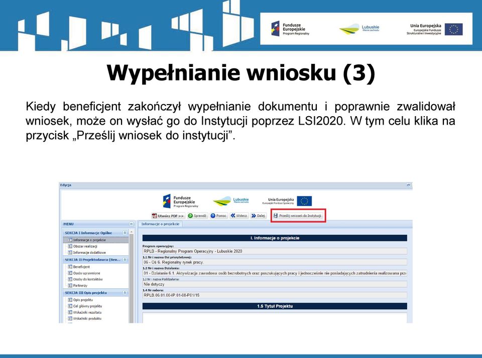 może on wysłać go do Instytucji poprzez LSI2020.