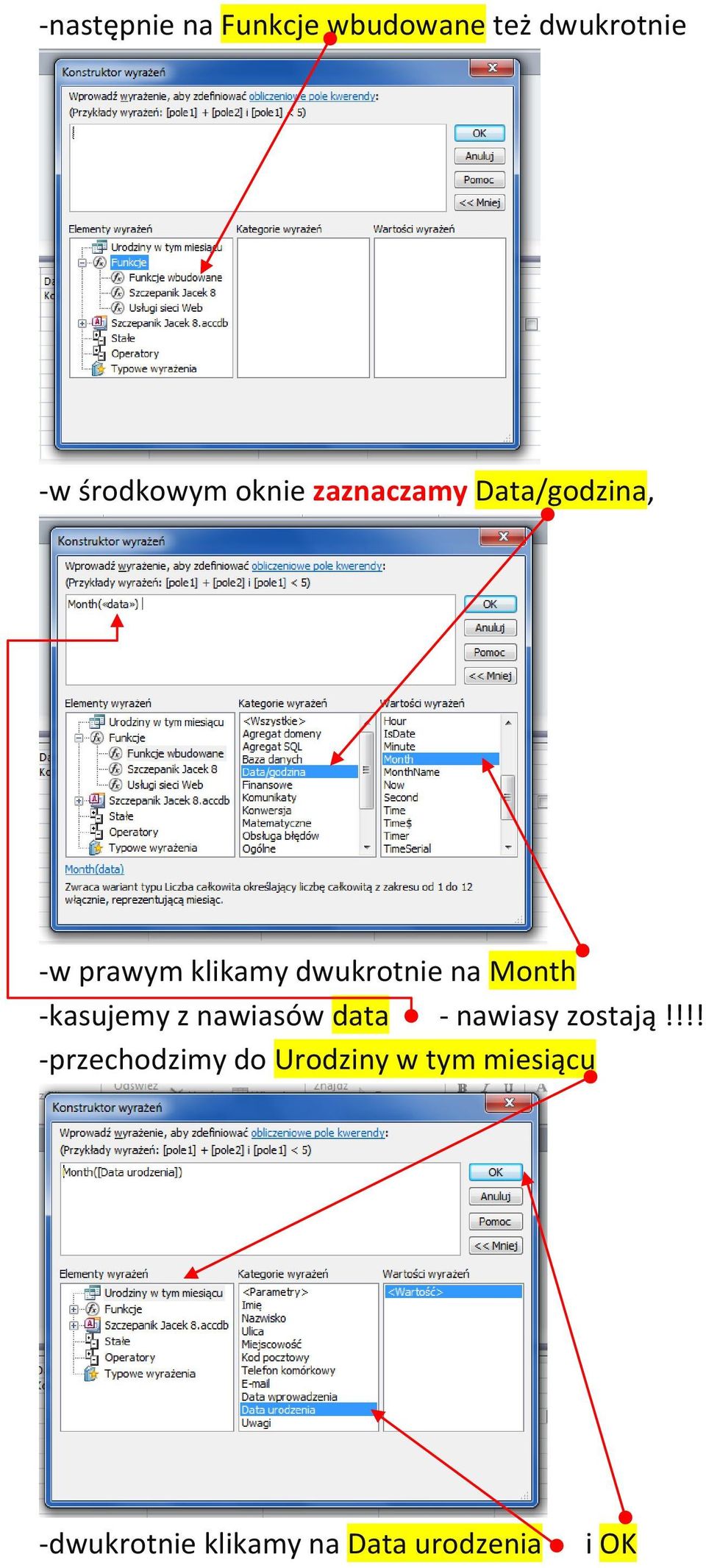 Month -kasujemy z nawiasów data - nawiasy zostają!