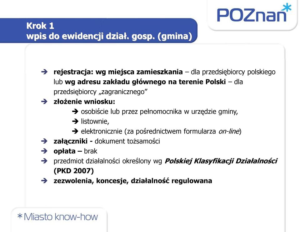 dla przedsiębiorcy zagranicznego złożenie wniosku: osobiście lub przez pełnomocnika w urzędzie gminy, listownie,