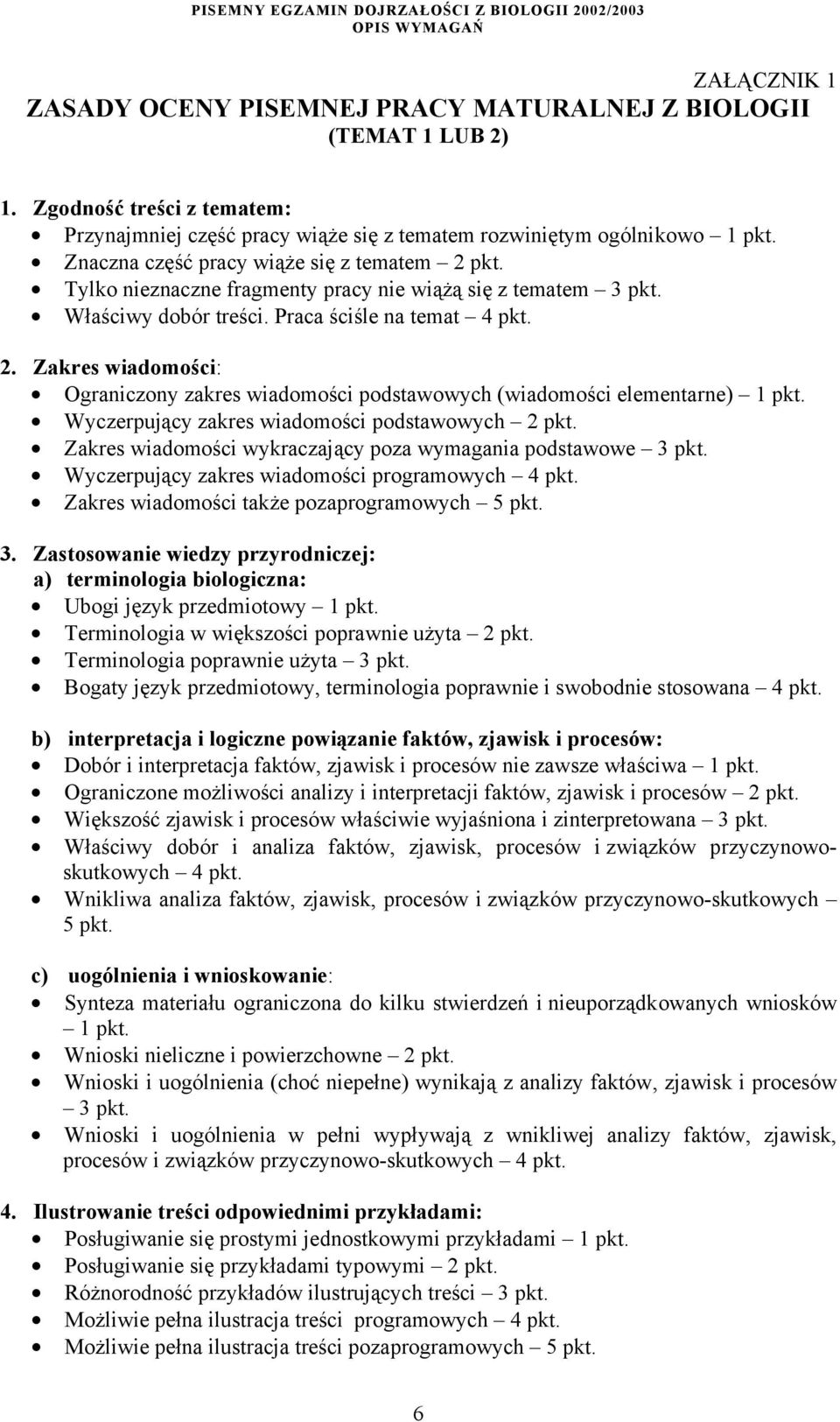 Wyczerpujący zakres wiadomości podstawowych 2 pkt. Zakres wiadomości wykraczający poza wymagania podstawowe 3 pkt. Wyczerpujący zakres wiadomości programowych 4 pkt.