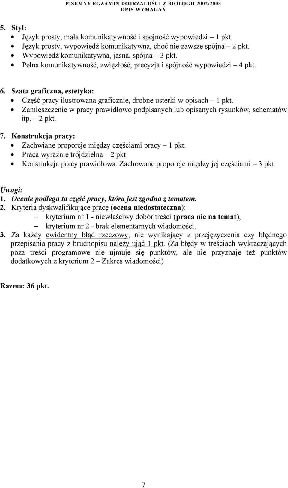 Zamieszczenie w pracy prawidłowo podpisanych lub opisanych rysunków, schematów itp. 2 pkt. 7. Konstrukcja pracy: Zachwiane proporcje między częściami pracy 1 pkt. Praca wyraźnie trójdzielna 2 pkt.