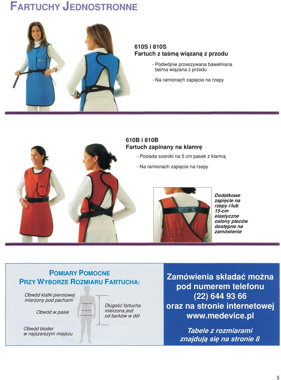 zamûwienie POMIARY P P W R F OMOCNE RZY YBORZE OZMIARU ARTUCHA: ObwÛd klatki piersiowej mierzony pod pachami ObwÛd w pasie ObwÛd bioder w najszerszym miejscu D ugoúê fartucha