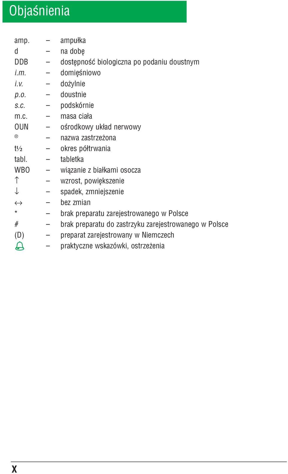 tabletka WBO wiązanie z białkami osocza wzrost, powiększenie spadek, zmniejszenie bez zmian * brak preparatu