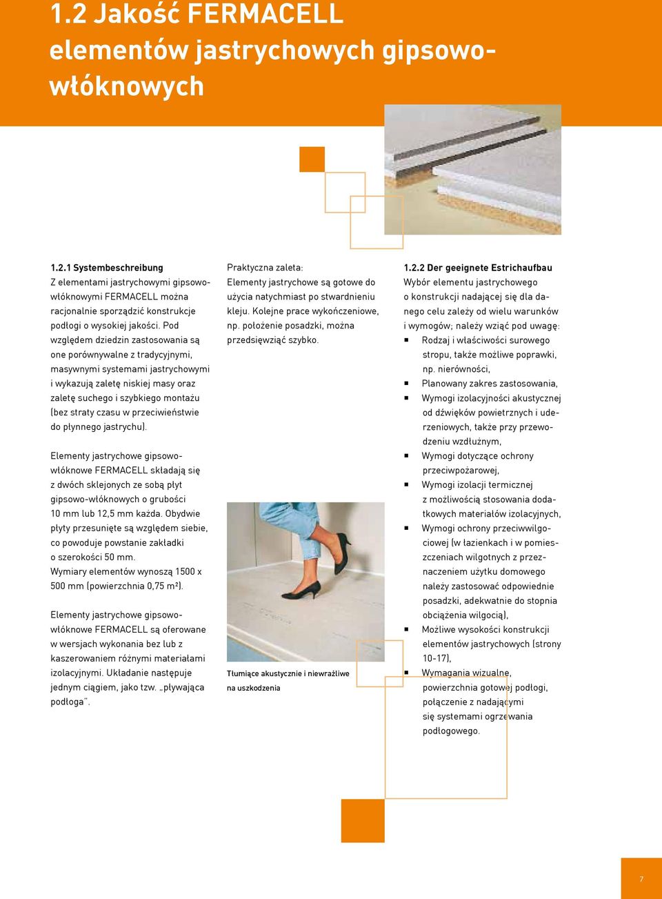 przeciwieństwie do płynnego jastrychu). Elementy jastrychowe gipsowowłóknowe składają się z dwóch sklejonych ze sobą płyt gipsowo-włóknowych o grubości 10 mm lub 12,5 mm każda.