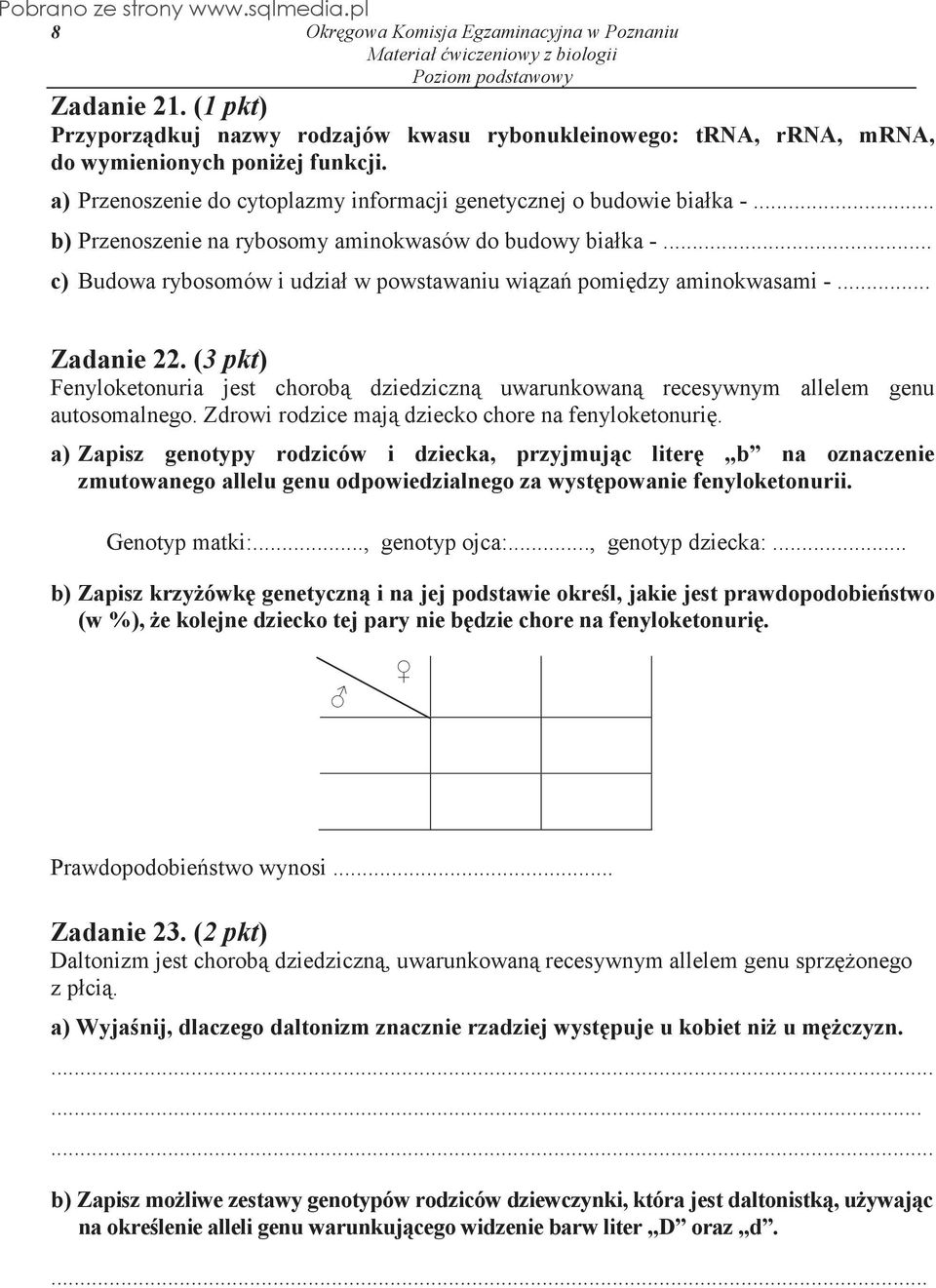 Fenyloketonuria Jest Warunkowana Autosomalnym Allelem Recesywnym A MATERIAŁ WICZENIOWY Z BIOLOGII - PDF Free Download