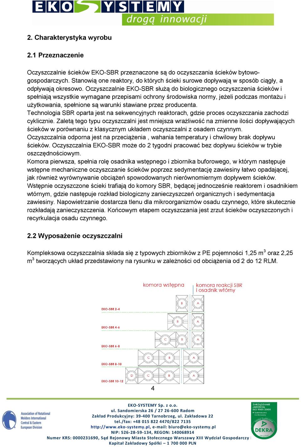 Oczyszczalnie EKO-SBR służą do biologicznego oczyszczenia ścieków i spełniają wszystkie wymagane przepisami ochrony środowiska normy, jeżeli podczas montażu i użytkowania, spełnione są warunki