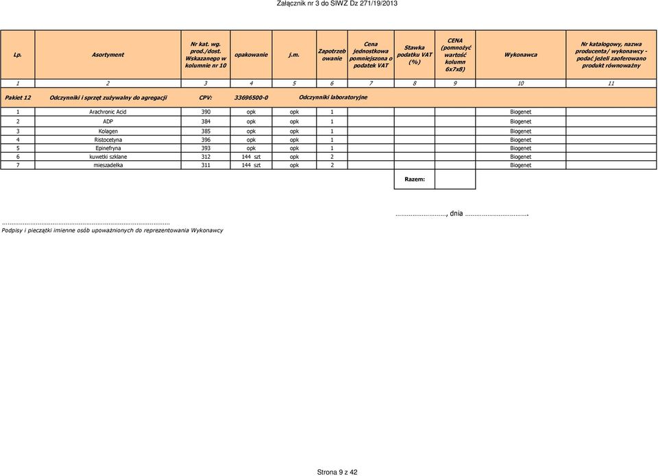 385 opk opk 1 Biogenet 4 Ristocetyna 396 opk opk 1 Biogenet 5 Epinefryna 393 opk opk 1