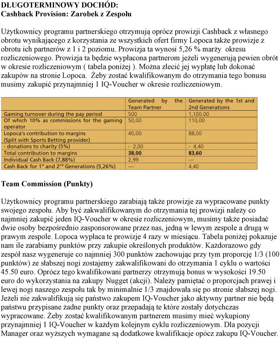 Prowizja ta będzie wypłacona partnerom jeżeli wygenerują pewien obrót w okresie rozliczeniowym ( tabela poniżej ). Można zlecić jej wypłatę lub dokonać zakupów na stronie Lopoca.