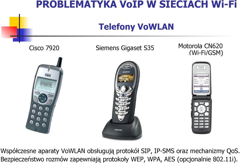 VoWLAN obsługują protokół SIP, IP-SMS oraz mechanizmy QoS.