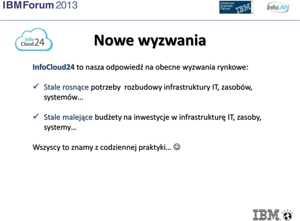 zasobów, systemów Stale malejące budżety na inwestycje w