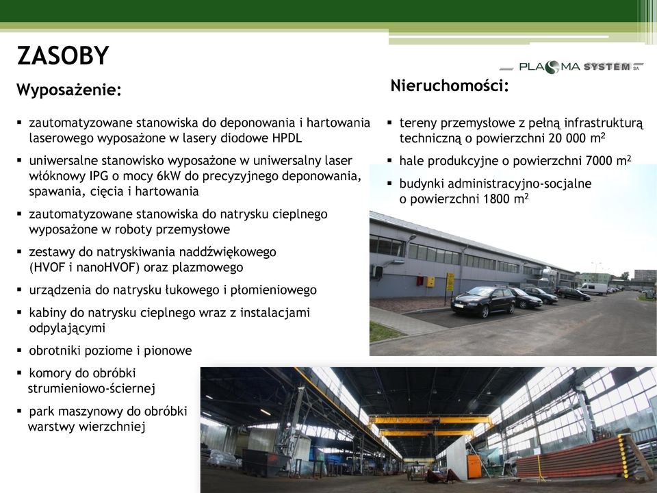 plazmowego urządzenia do natrysku łukowego i płomieniowego kabiny do natrysku cieplnego wraz z instalacjami odpylającymi obrotniki poziome i pionowe komory do obróbki strumieniowo-ściernej park