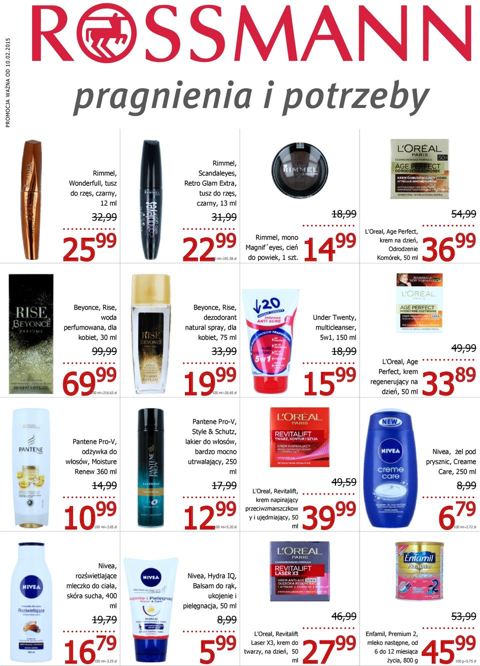 63 zł Beyonce, Rise, dezodorant natural spray, dla kobiet, 75 33,99 1 100 =26.