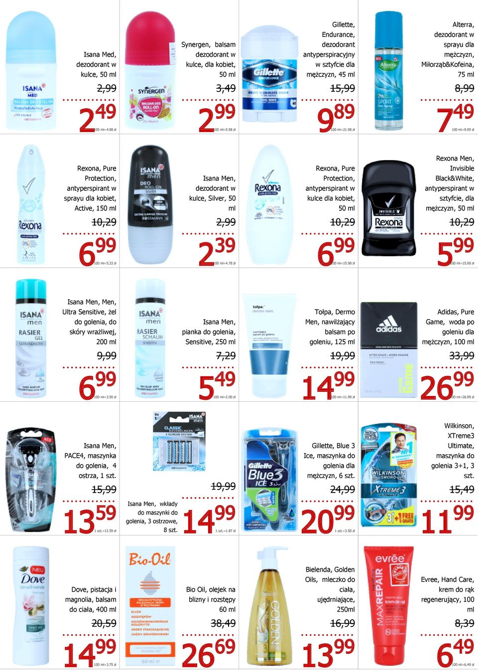 99 zł Rexona Men, Rexona, Pure Rexona, Pure Invisible Protection, Isana Men, Protection, Black&White, antyperspirant w dezodorant w antyperspirant w antyperspirant w sprayu dla kobiet, kulce, Silver,