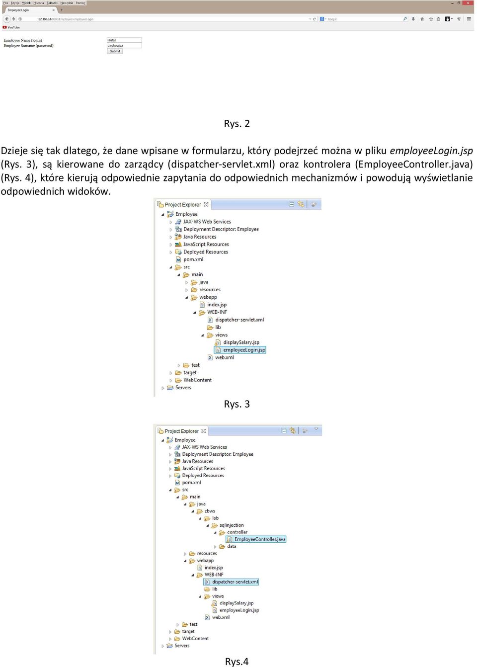 xml) oraz kontrolera (EmployeeController.java) (Rys.